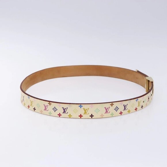 LOUIS VUITTON Monogram Multicolor Ceinture Belt White LV Auth 136549 - Picture 3 of 14